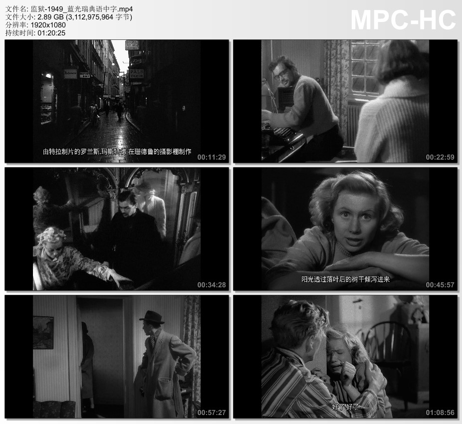 1949年瑞典7.3分剧情片《监狱》蓝光瑞典语中字